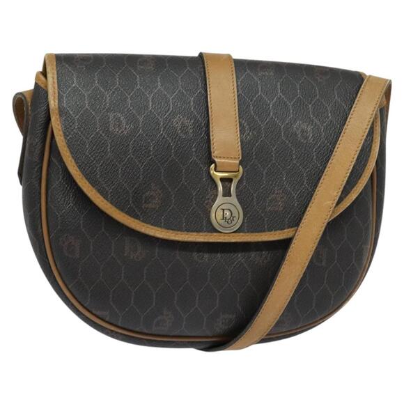 DIOR Honeycomb Canvas Shoulder Bag Pvc Leather Black - Picture 1 of 12